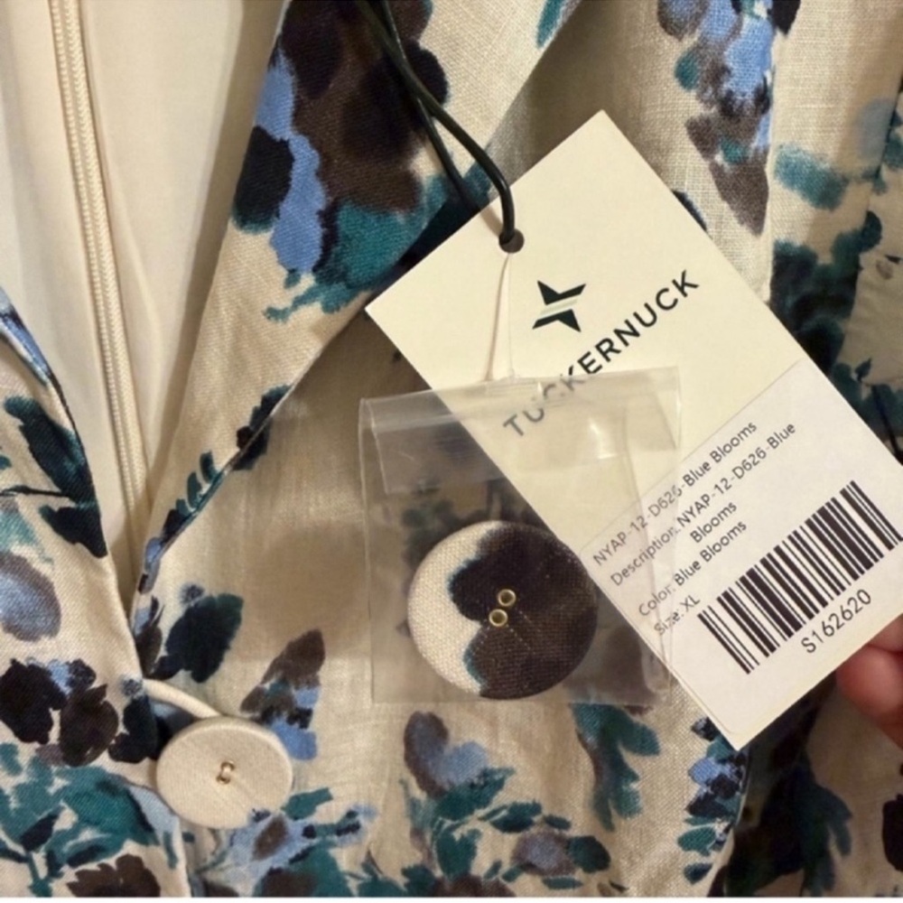 Tuckernuck White Maxi Dress with Teal & Black Floral Print - Picture 6 of 14